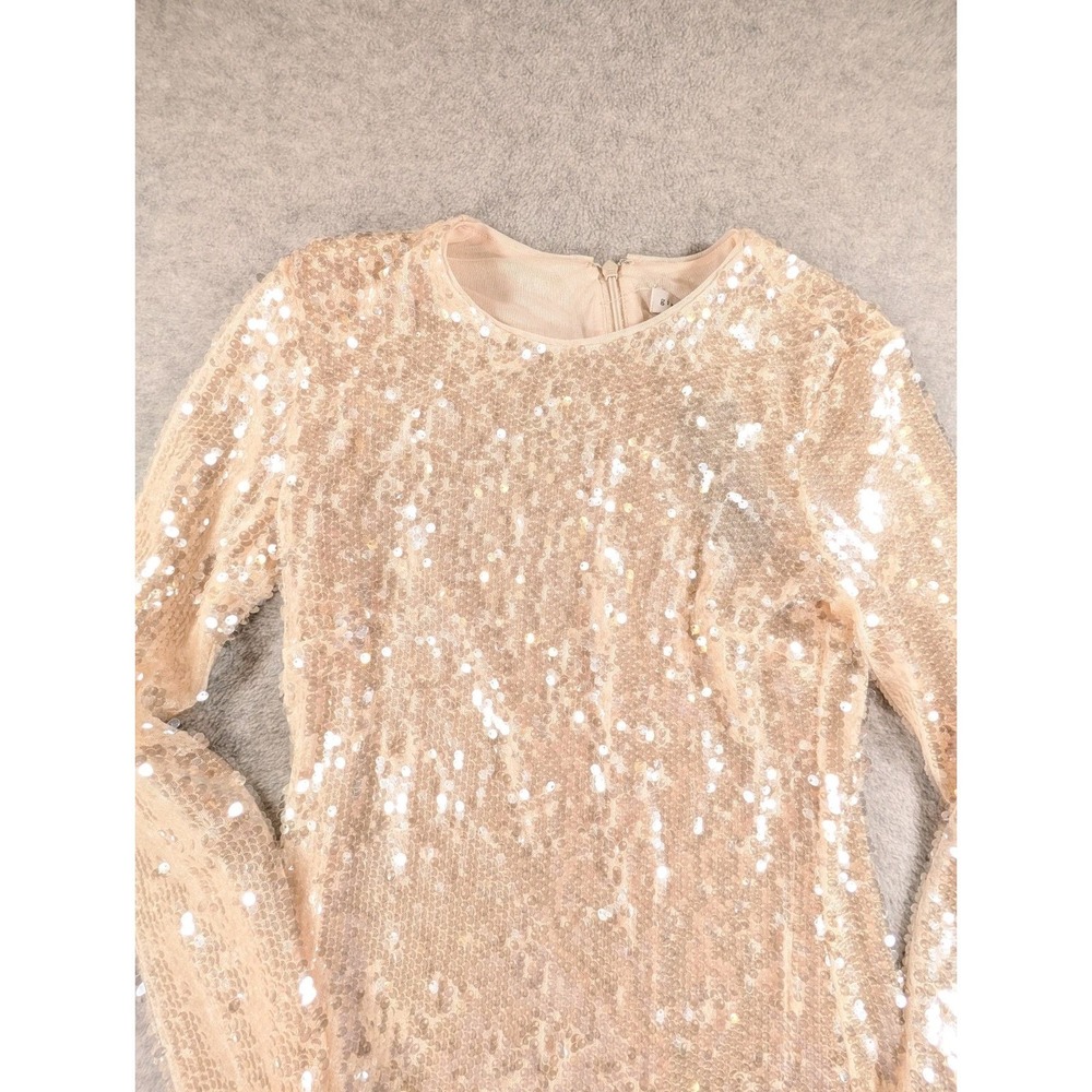 Gianni Bini Ruby Sequin Bodycon Dress Small Long Sleeve Champagne Party Small - Picture 4 of 9